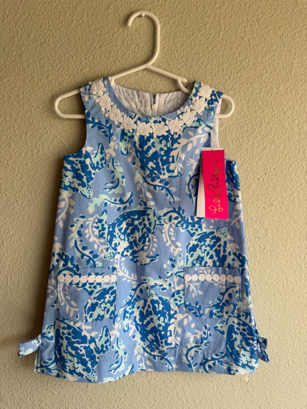 Lilly Pulitzer Blue and White Floral Lace-Trim Girls Dress